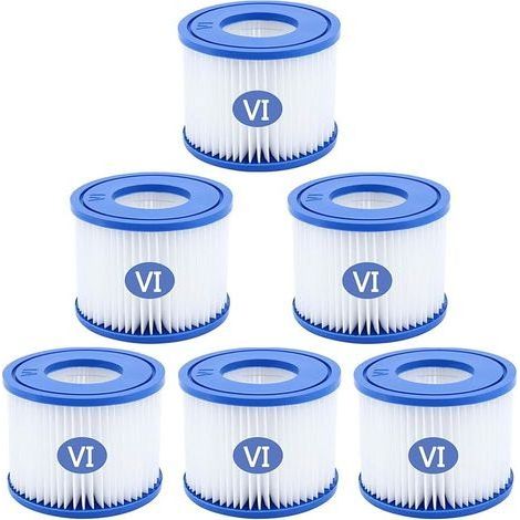 Lot de 6 Cartouches filtrantes pour Piscine Type VI, Cartouche Filtre pour Bestway Pompe de Piscine, Filtre de Piscine Intex pour Lay-Z-Spa, Miami, Monaco, Vegas (1/5)