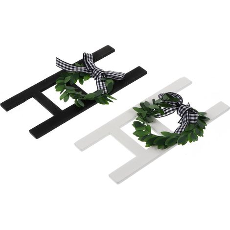 Lot de 2 Panneaux D'échelle Rustique en Bois avec Décoration de Couronne pour Décoration Intérieure Vintage et Maison de Campagne (1/5)