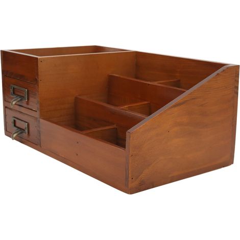 Wooden Makeup Organizer Large Capacity Rustic Drawer for