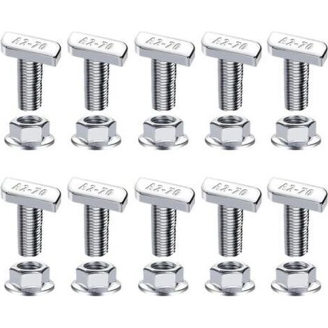 10pcs T Nuts and Bolts, Aluminum T Slot Kit, Fastener Screw Set with Adjustable Fit,track Hardware Set, Door Mechanism, Solar Panel Mounting (1/5)