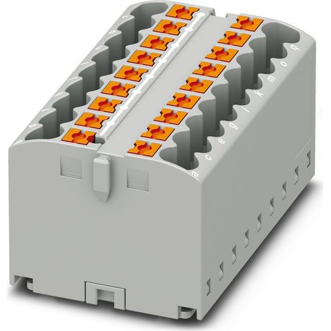 Bloc de distribution Phoenix Contact 18 voies, raccordement Enfichable, section de fils 26  12 AWG, 24A, 500 V ( Prix pour Boîte de 8 )