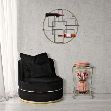Poltrona Palang, con Cojines, Estructura de Madera Noble y Tela, 84x84x72h cm, Negro (1/5)