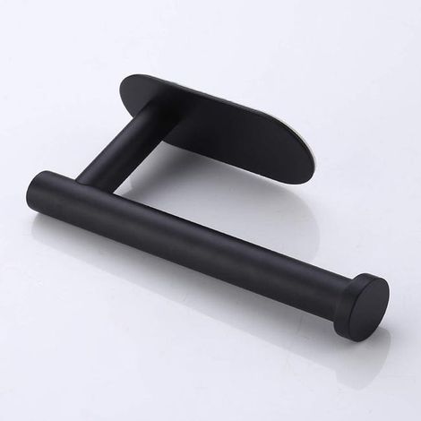 Support WC Autocollant Noir - Réservoir de Rouleau en Acier Inoxydable, Fixation Sans Perçage, Adhérence Renforcée et Étanche, Lot de 1 (1/2)