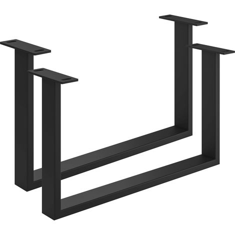 Couchtischkufe Etsi U-Form 600 mm Stahl schwarz pulverbeschichtet strukturiert - RAL 9005 - mit Verstellgleiter - 2er-Set (1/4)