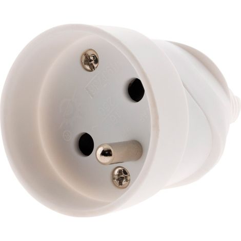 Fiche électrique femelle 2 pôles + terre 16A. couleur blanc