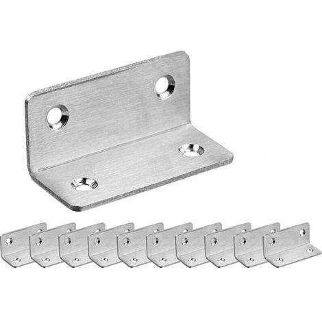 royaluxe - 15pcs Équerre d'assemblage Renforcée, 60x25mm Equerre de Fixation inox pour la Fixation et la Réparation de Meubles, Argent，Fonepro (1/5)
