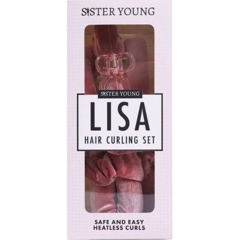 Set de rizadores de pelo Sister Young Lisa sin calor - Rizador + 2 coleteros + pinza para el pelo - Rosa (1/2)