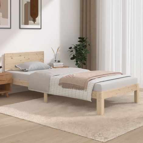 Bed Frame without Mattress Solid Wood Pine 90x200cm vidaXL (1/5)