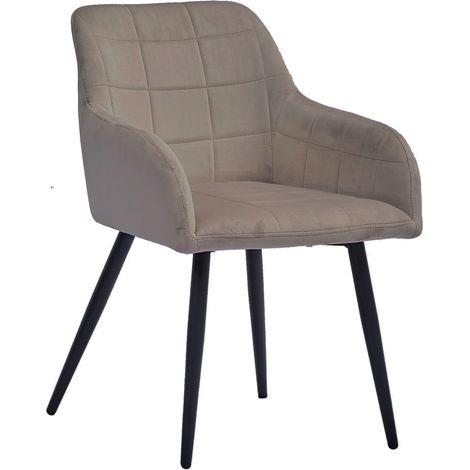Esszimmer Armlehnstuhl Samt taupe schwarz Metallbeine LARS (1/5)