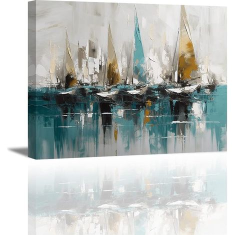 PIY PAINTING Abstract Boat Canvas Print on Canvas Picture Stretched and Framed Ready to Hang Canvas Wall Decoration for Bedroom Office Gallery 1 x 40 x 30 cm (1/5)