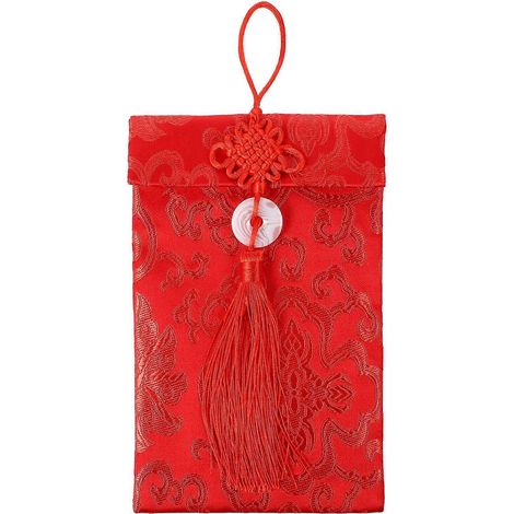Enveloppes rouges brodées pour le Nouvel An, enveloppes rouges dorées pour la fête de Noël-19X12X1CM