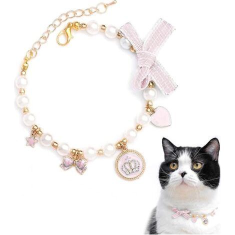 Collier de chat de chien, colliers de chat collier de chat avec la couronne de strass de coeur (S) (1/5)