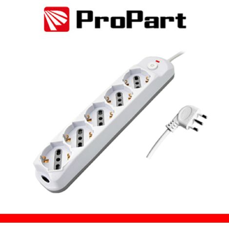 Multipresa 5pos bipasso/schuko + interrutt nuovo modello