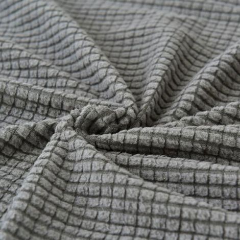 Housse De Canapé - Élastique Grille De Gaufres Spandex - Pour Canapé 3 Places 190 À 230 Cm - Gris (1/4)