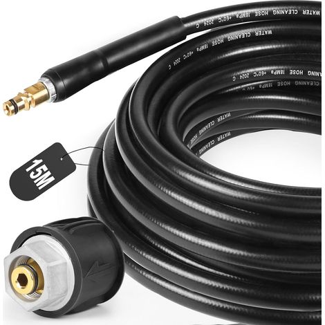 Tuyau Nettoyeur Haute Pression 15M pour Kärcher K2 K3 K4 K5 K6 K7 180bar Furet Haute Pression Tuyau Flexible Avec Raccords Quick Connect et Pièce D'adaptation (1/5)