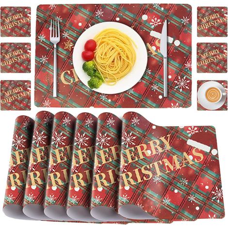 12 Sets of Place Mats and Plate Coasters, Wipe-Clean,Waterproof PVC Placemats (1/5)