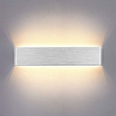 Lampada da parete per interni a LED da 14 W Lampada da parete bianca calda da 40 cm, design semplice grigio argento spazzolato per camera da letto, soggiorno, bagno (1/3)