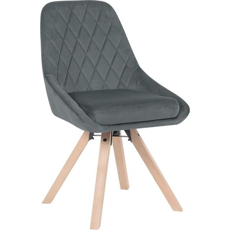 WOLTU Silla de Comedor Giratoria Silla Ergonomica para Dormitorio y Salon Silla de Cocina Tapizada en Terciopelo Patas de Madera Maciza Gris Oscuro (1/5)