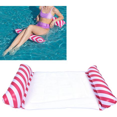 Matelas flottant gonflable à rayures, hamac aquatique multifonctionnel, chaise longue pour piscine (1/5)