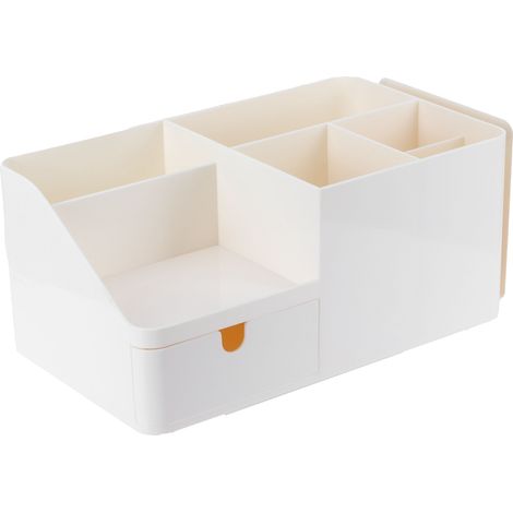 Boîte de Rangement pour Bureau avec Compartiment à Tiroir, Support à Livres et Porte-Télécommande pour Organiser le Bureau à Domicile (1/5)