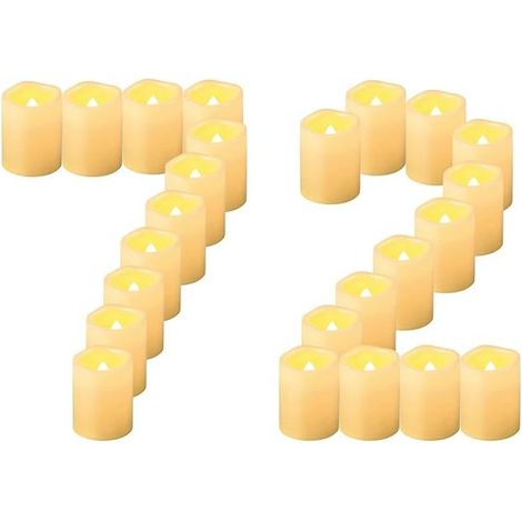 Linghhang – Lot de 72 bougies LED sans flamme – Alimentées par piles CR2032 – Durée de vie 200 heures – Pour anniversaires, mariages, décorations Noël et Halloween