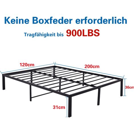 Cama plataforma metálica 120x200 cm negra, robusta, silenciosa, fácil montaje, sin somier (1/5)