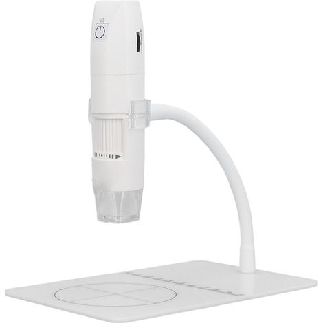 Microscope numérique portable USB 1080p HD 1000x 2MP WiFi avec support réglable pour la réparation de circuits imprimés et l'observation de la peau et des tissus (blanc). (1/5)