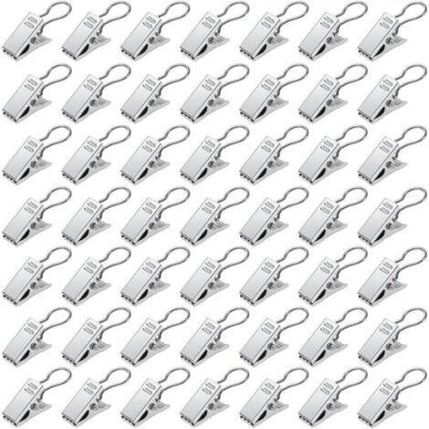 50 Pièces Pinces à Rideaux en Métal, Pince Rideaux Decoration Crochets de Suspension, pour Décoration de la Maison, Argent
