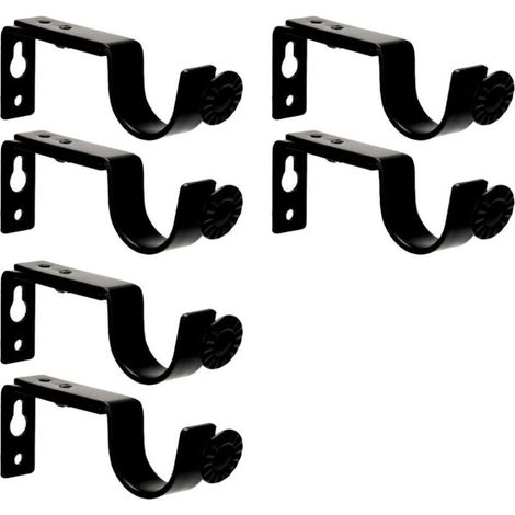 6 Pièces Support Tringle Rideaux, Support Mural Réglable, Support pour Tringle à Rideau en Métal, Support de Rideau avec 12 Pièces Vis de Fixation, pour Les Bureaux Les Armoires De Chambre (1/5)