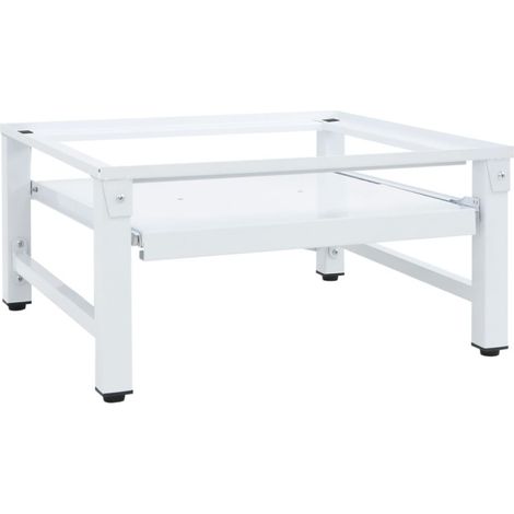 vidaXL Socle pour machine à laver avec étagère coulissante Blanc