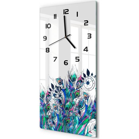 Horloge Murale Verticale Mécanisme Quartz Précis et Silencieux 30x60 cm Plumes de paon 30x60 cm (1/5)
