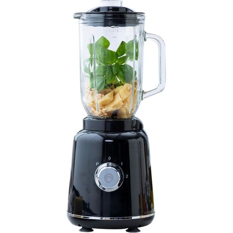 Mixeur Blender Smoothie, Soupe, Pesto, Bol en Verre, 1 Litre, Lames en Acier Inoxydable, 2 Vitesses, Passe au Lave-vaisselle, 400W, Noir (1/5)