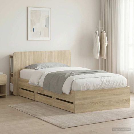 vidaXL Struttura del letto con stoccaggio e testata Rovere Sonoma (1/5)