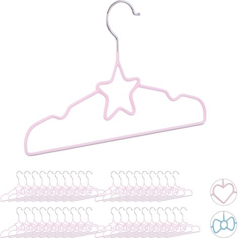 40 x Kinderkleiderbügel Stern, Drahtbügel, Babybügel, dekorativ und platzsparend, Metall, 30 cm, hellrosa (1/5)