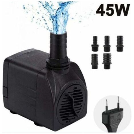 Pompe à Eau Submersible, Ajustable Mini Pompe à Eau(45W), Pompe pour Bassin/Fontaine, Pompe d'aquarium Ultra Silencieuse, avec 5 Buses (1/4)