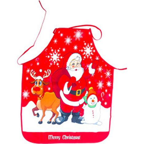 Tablier De Noël - Motifs Père Noël Renne Bonhomme De Neige - 60 x 80 cm - Pour Cuisine Nettoyage Cuisson Boulangerie - 1 Pièce (1/5)