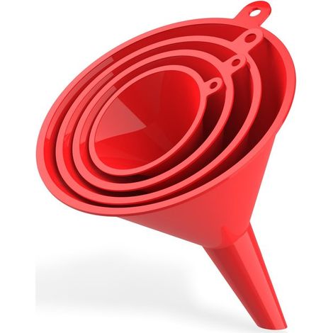 Set di imbuti Dailygoods, 4 pezzi, per alimenti, senza BPA, aiuto per riempire in cucina, mini imbuti per liquidi, imbuti per olio per auto, antiscivolo, dimensioni (1/5)