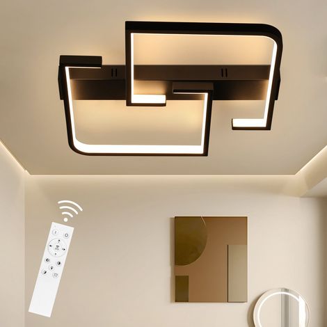 Deckenlampe LED GBLY Deckenleuchte Wohnzimmer Dimmbar mit Fernbedienung 45W 60CM Schwarz Wohnzimmerlampe aus Metall Modern Design Schlafzimmerlampe für Schlafzimmer Esszimmer Küchen Arbeitszimmer (1/5)