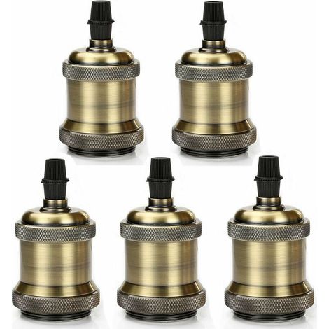 E27 Vintage Edison Douille De Support De Lampe, 5 × Plafond Socket Base De Lampe Base De Lampe Rétro Suspendu Support De Lampe Pendentif Adaptateur De Lampe, Bronze Lefou (1/5)