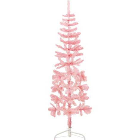 Demi-Sapin de Noël Artificiel Mural Rose 120 cm avec Support Acier 80 Pointes - PANGIVO (1/5)