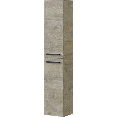 Hängeschrank fürs Bad 30x25,5x140 cm Eiche mit 2 Türen – Alimo (1/4)