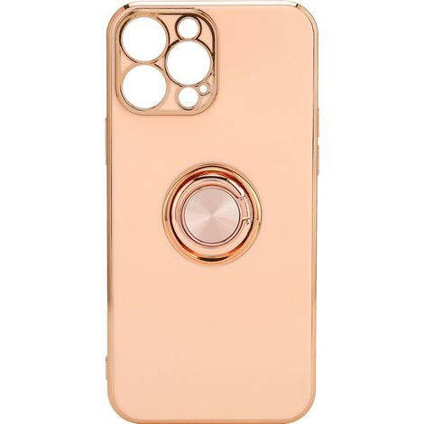 Handyhülle in Roségold, Ring-Hülle aus galvanisiertem Kunststoff für Damen, ultradünn, weiches TPU, Schutzhülle für iPhone 13 Pro, hellrosa (1/5)