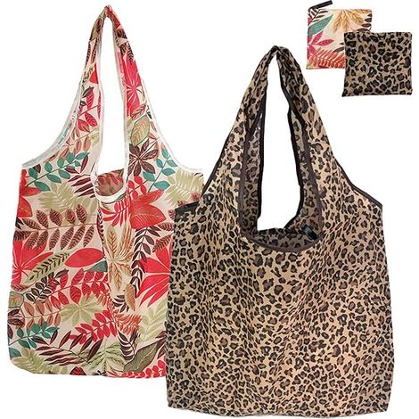 2pièces Sac à Provisions Réutilisable,Sac Shopping Léger,Sacs à Provisions Pliable,Sacs Fourre-tout de Grande Capacité, Faciles à Nettoyer (1/5)