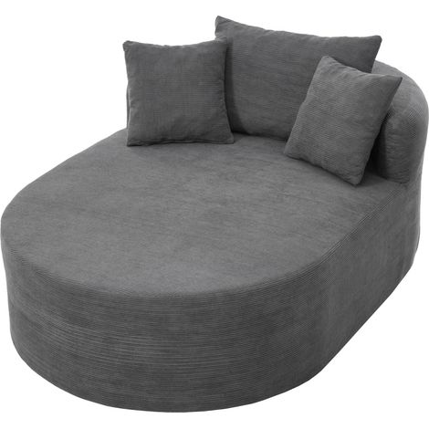 Poltrona relax ovale in velluto a coste grigio scuro senza montaggio HOMVRA (1/5)