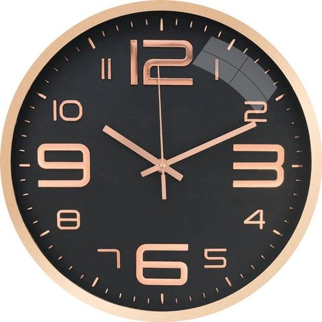 - Horloge de cuisine - Horloge murale 30 cm - Horloge silencieuse - Petite horloge - Noire avec rose (1/5)