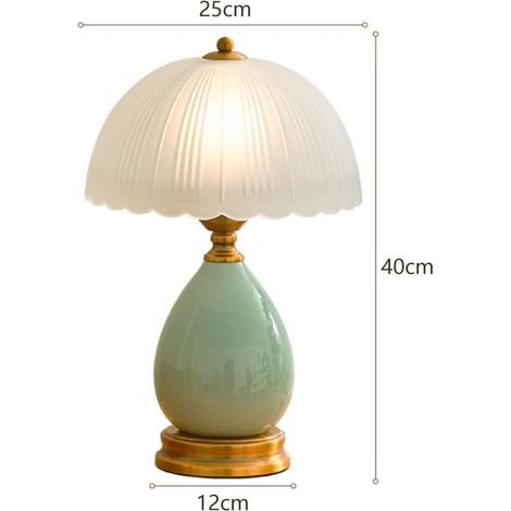 Lampe de Table Vintage en Céramique,Lampe Chevet de Nuit verre Abat-jour Chambre (1/5)