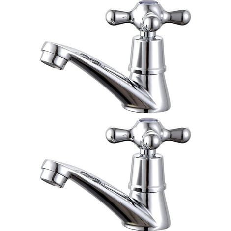 Robinet pour lavabo， 1 paire de robinets de lavabo chaud et froid pour lavabo de salle de bain (1/5)
