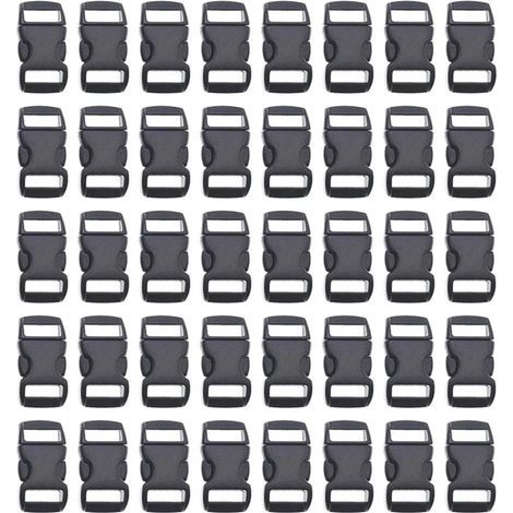 40 schwarze 10-mm-Schnellverschlüsse (3/8 Zoll) aus Kunststoff, Ersatzclips für Taschen, Hundehalsbänder, Gurte und Rucksackzubehör (1/5)