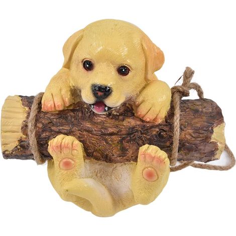 Estatua de perro cachorro de resina que se balancea, modelo de simulación, figura de animal, escultura artesanal, decoración de jardín exterior. (1/5)