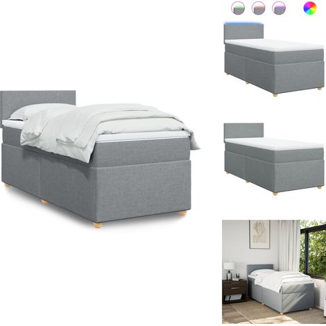 Boxspringbett mit Matratze Hellgrau 80x200 cm Stoff - Boxspringbett - Doppelbett - Bettenrahmen - Schlafsystem - Liegekomfort (1/5)